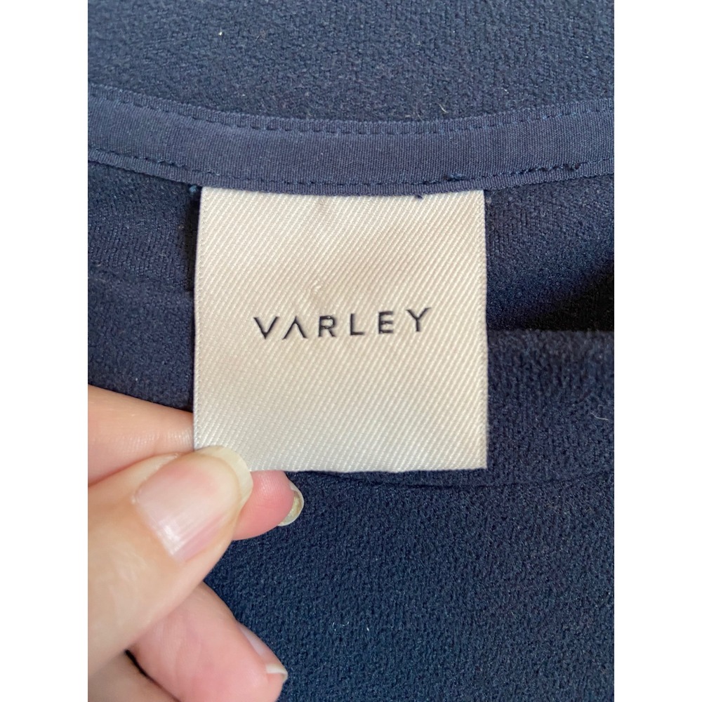 Varley Navy Blue Side Zip Cropped Sweatshirt Thumbhole Cuffs XS - Picture 2 of 7